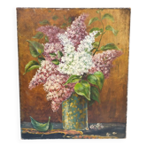 Oil painting on canvas bouquet of lilacs 1903 Vintage