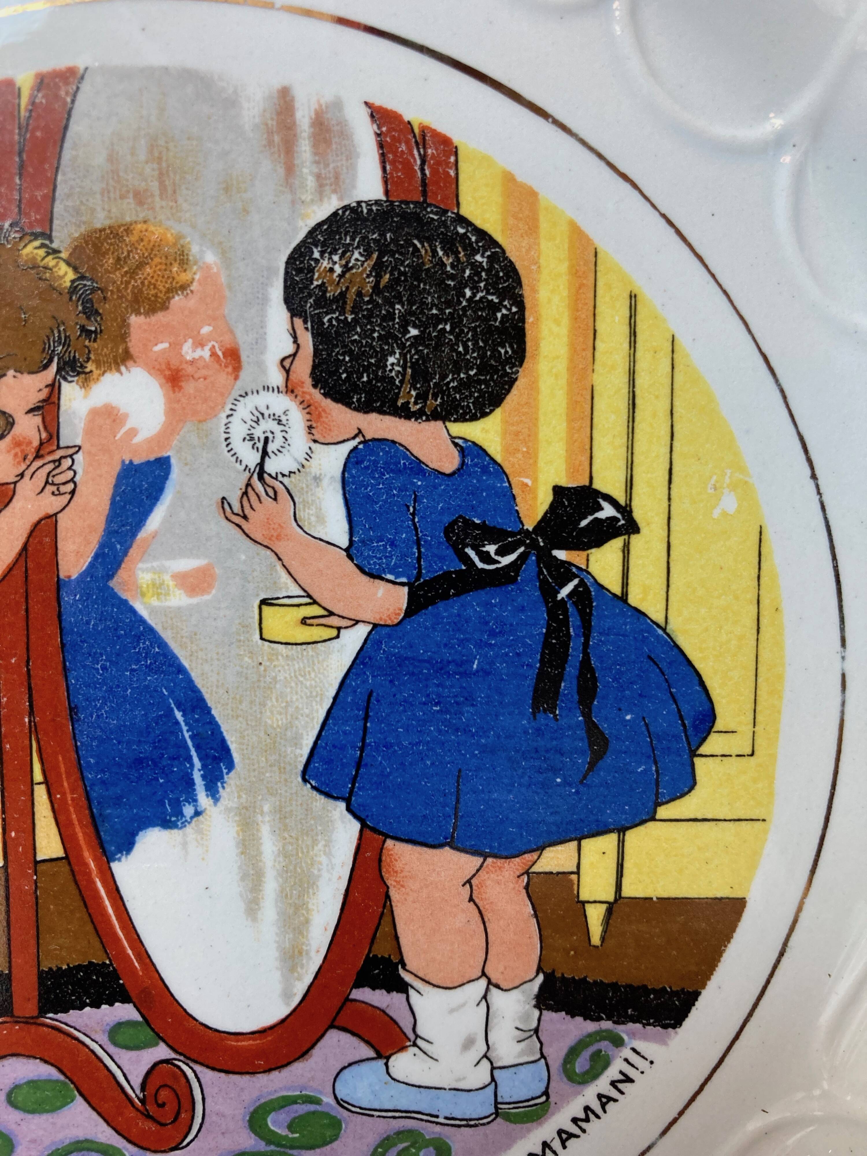 6 talking plates Digoin Sarreguemines "Enfants Bicot"