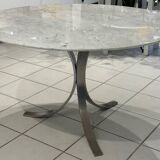 Table à manger marbre blanc de Carrare vintage 1970