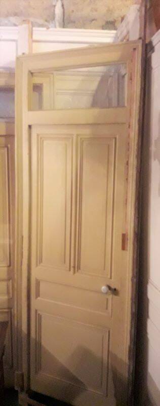 Haussmannian door 83x219 with old glazed transom frame 100x310 interior