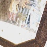 Decorated wooden octagonal mirror