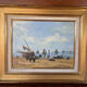 Painting signed Gérard Roux known as "Rouxe" – Scene of a Normandy beach