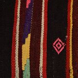 5x9 Wine Red Vintage Kilim Area Rug, 143x275Cm