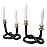 Pair of black pretzel candlesticks by Dorothy Thorpe, circa 1970s