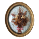 Golden vintage frame with bouquet of dried flowers under globe, wedding bouquet, antique bouquet