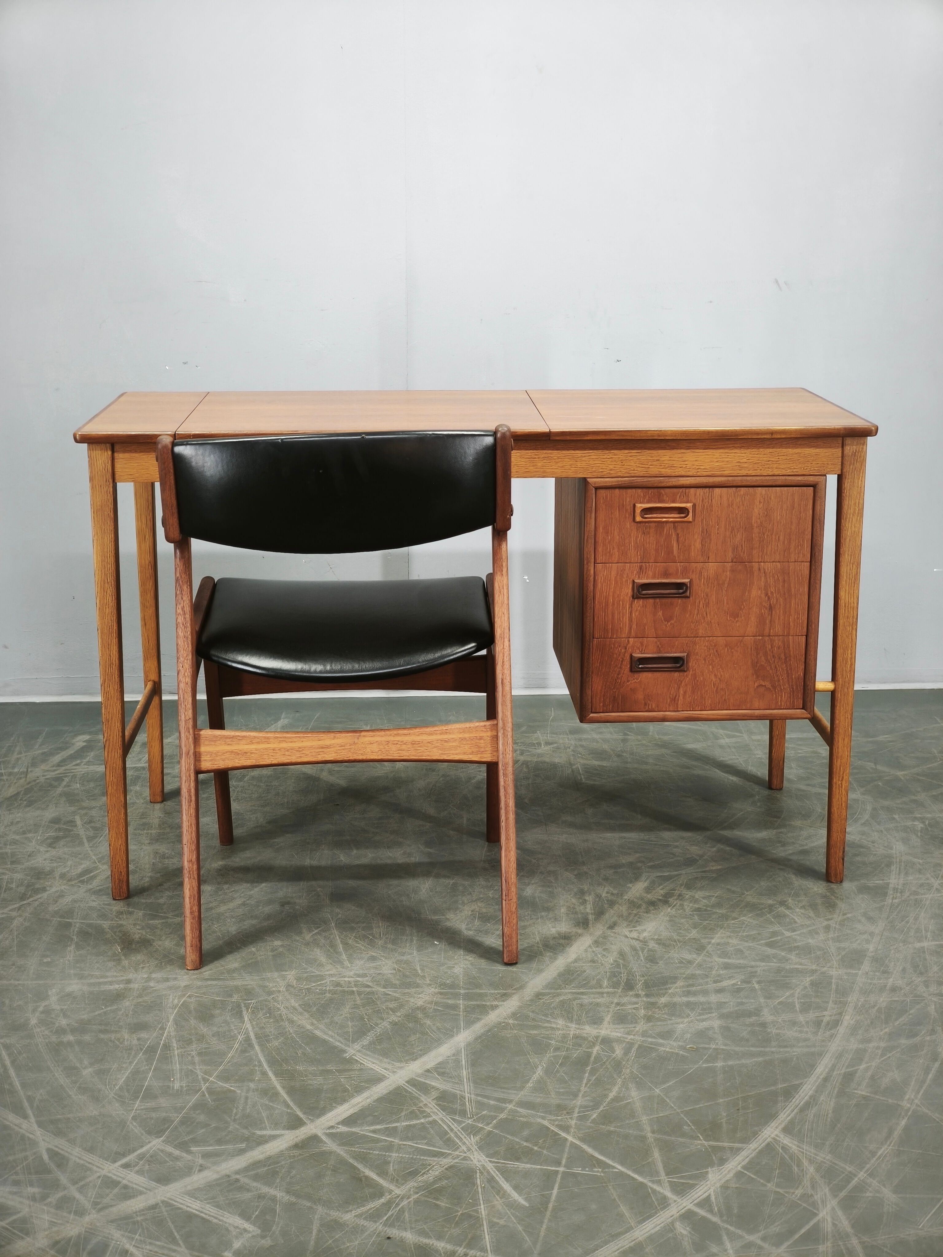 Sven Aage Madsen Teak Vanity Desk with Mirror, Denmark, 1960s