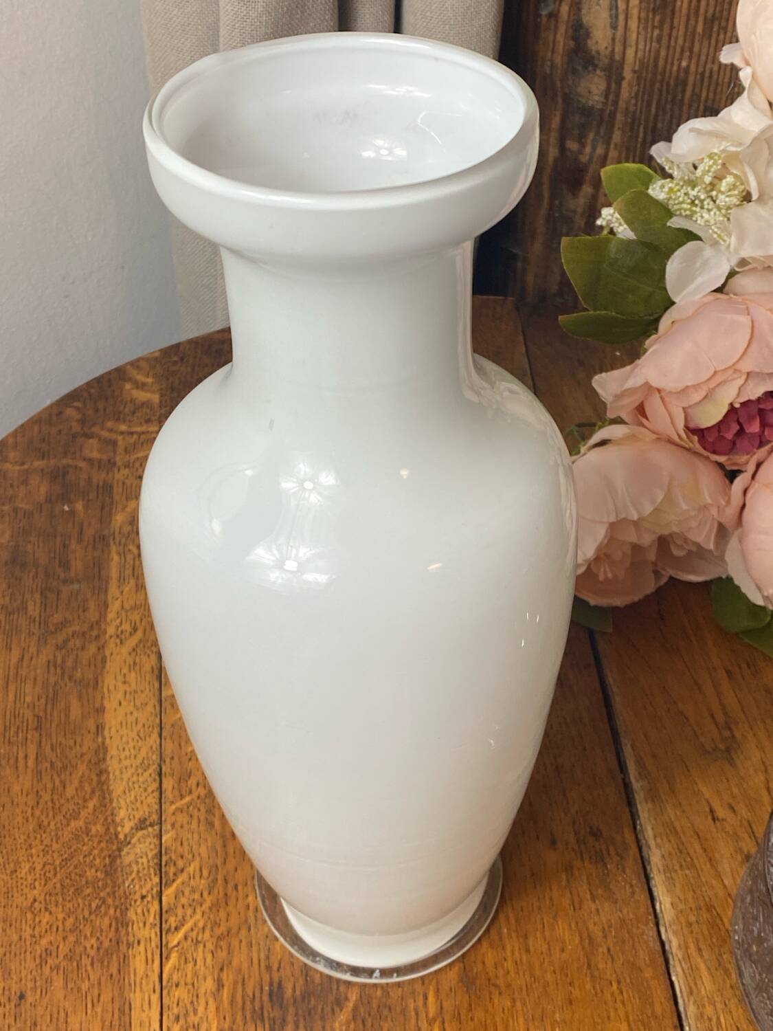 White glass vase