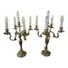 Chandeliers, candélabres paire de lampes à poser, bronze