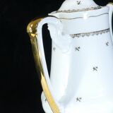 Coffee service in white and gold porcelain Limoges France