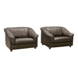 Comfortable Leolux Seal Brown Leather Lounge Chairs The Netherlands 1970s