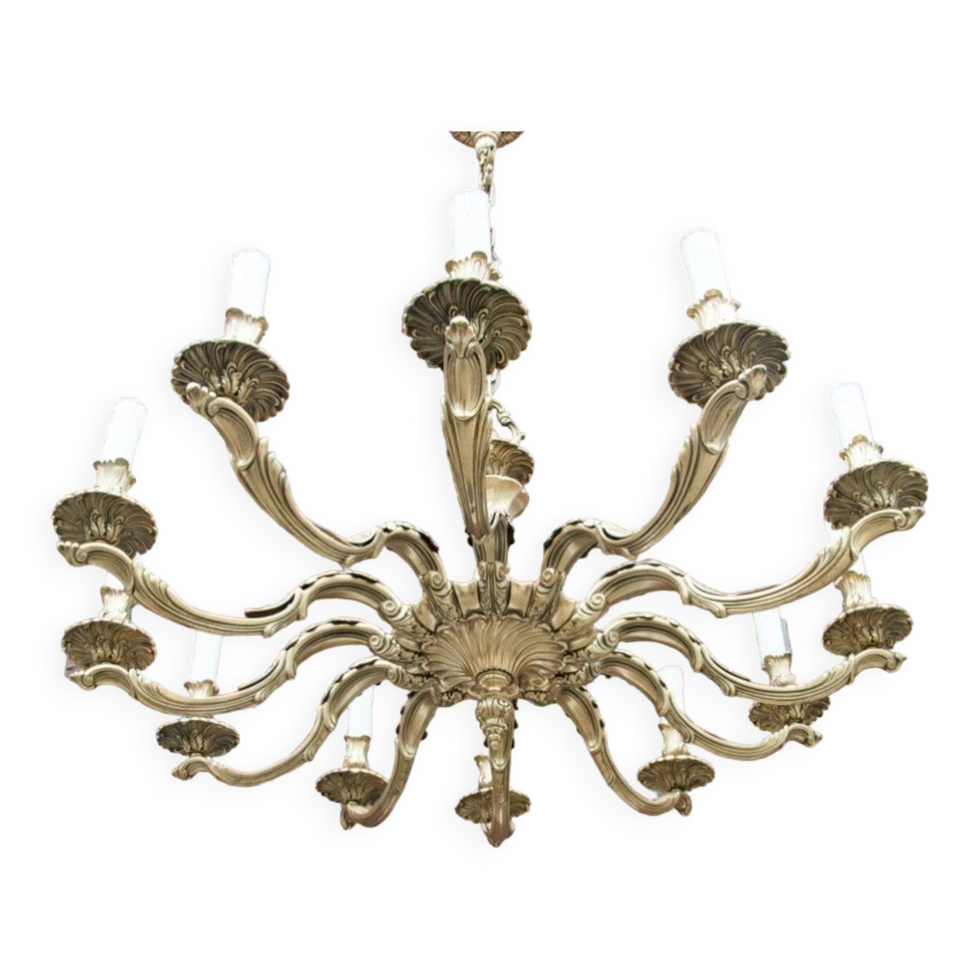 Lustre en laiton, Europe occidentale, milieu du 20ème siècle.