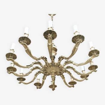 Brass chandelier, Western Europe, mid 20th century.