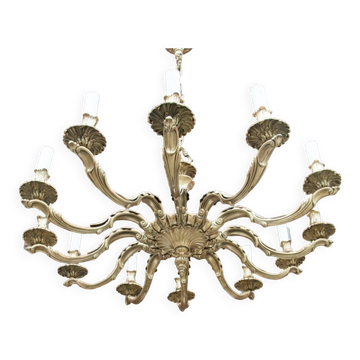 Brass chandelier, Western Europe, mid 20th century.