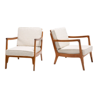 Danish oak easy chairs with armrests
