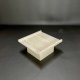 Square travertine coffee table by Claude Berraldacci. 1990s. France.