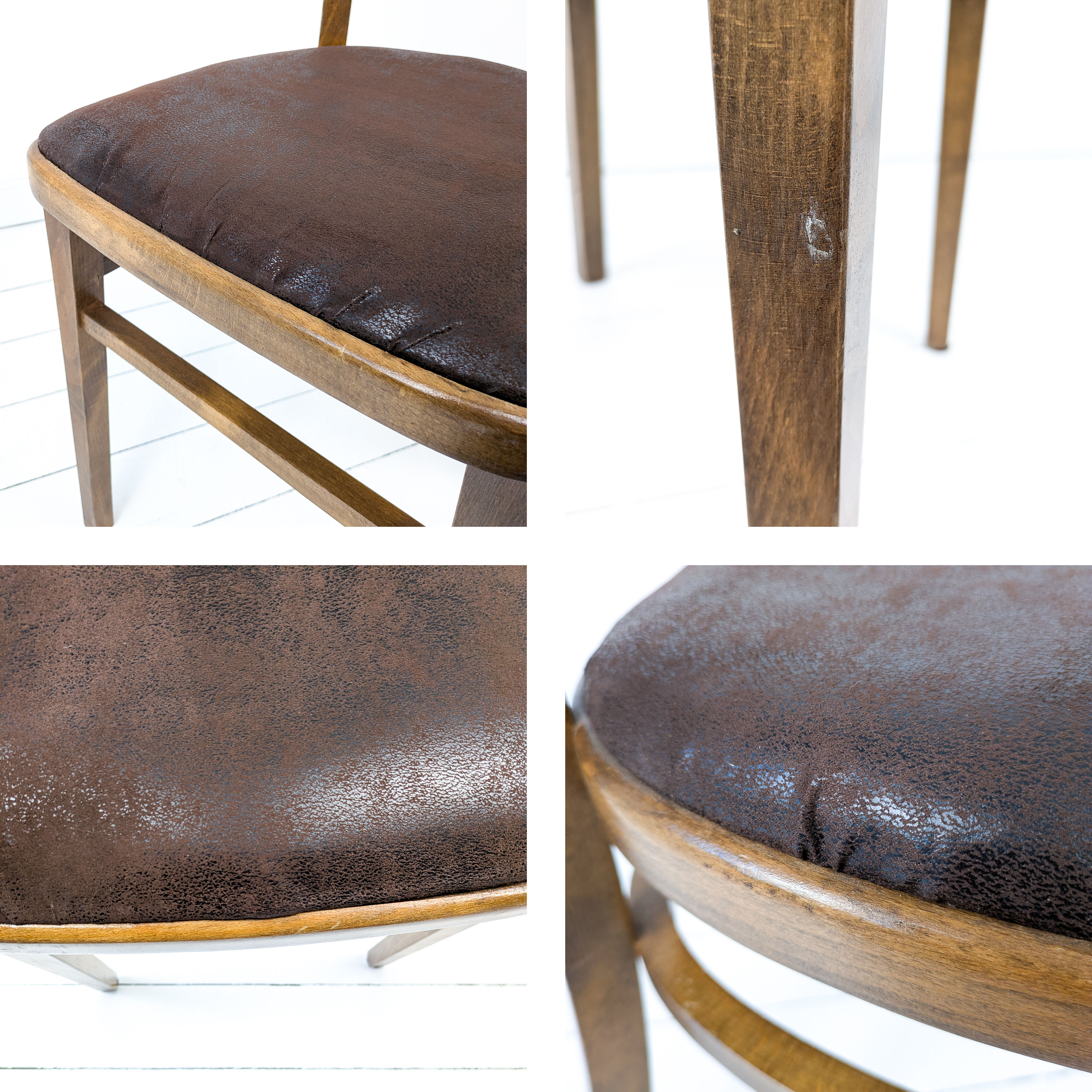 15 chaises Frankfurter vintage, bois foncé, assise rembourrée