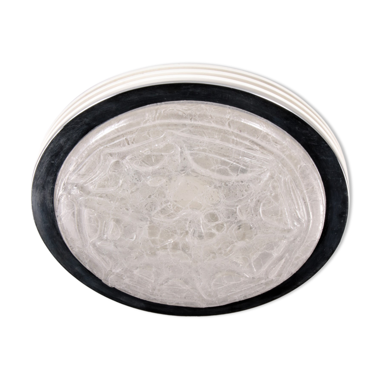 Vintage ceiling lamp Doria leuchten with ice glass and metal, Germany 1960s