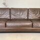Vintage danish mid-century 3 person brown leather sofa by georg thams 1960s
