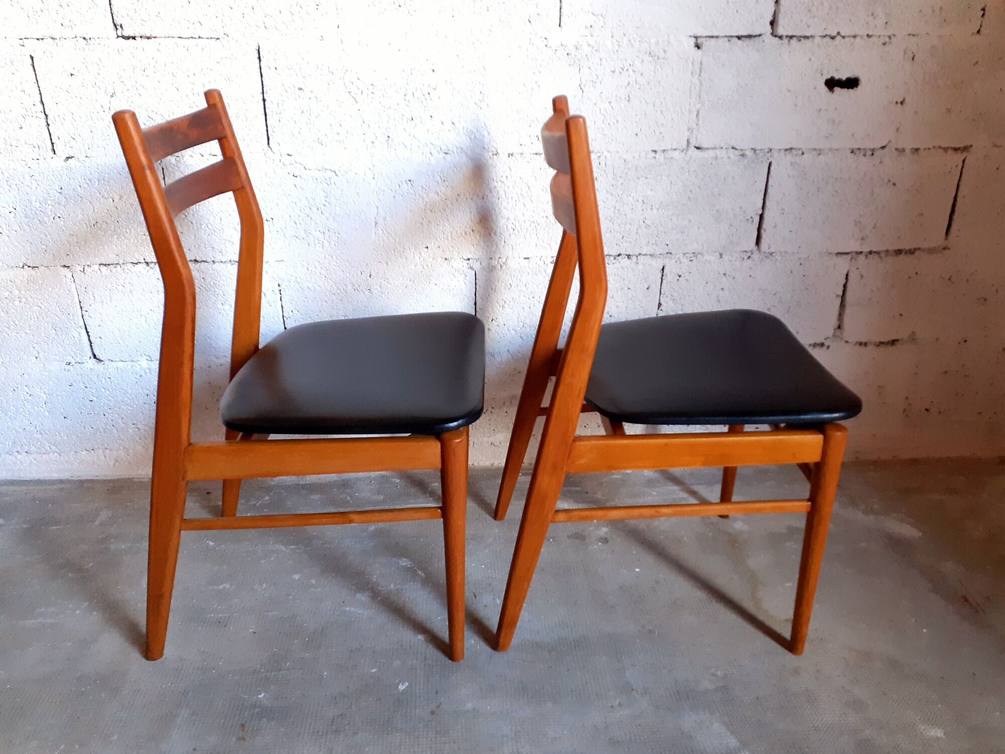 Pair of vintage Scandinavian chairs in teak 50s 60s