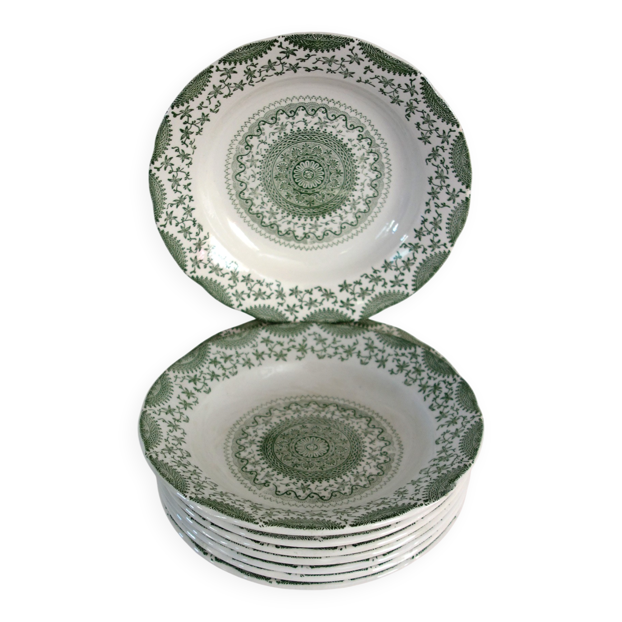 8 deep plates Fine Ware pottery