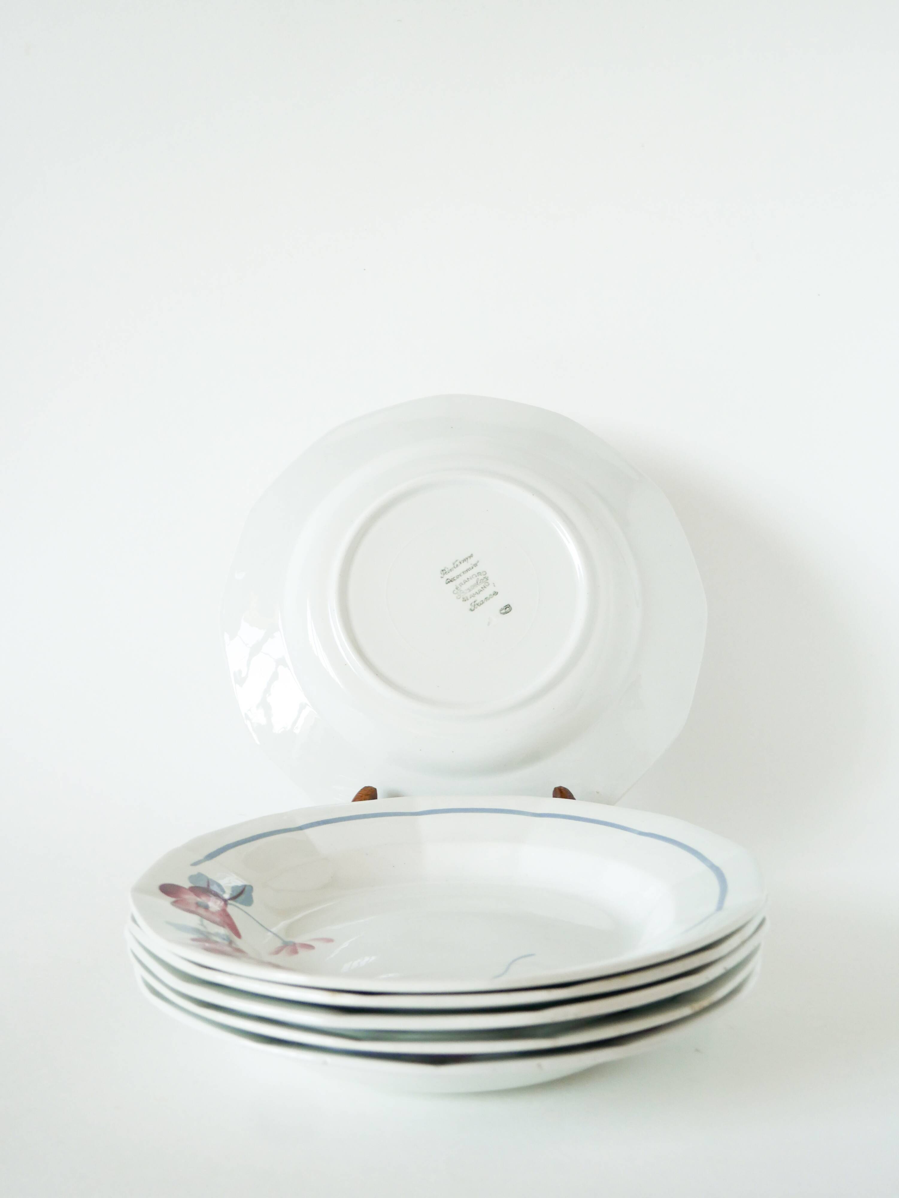 Set of 6 St-Amand soup plates, Spring pattern, 1950