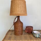 Wicker lamp, jute lampshade, cable 2m
