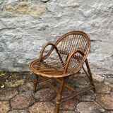 Vintage rattan children's armchair