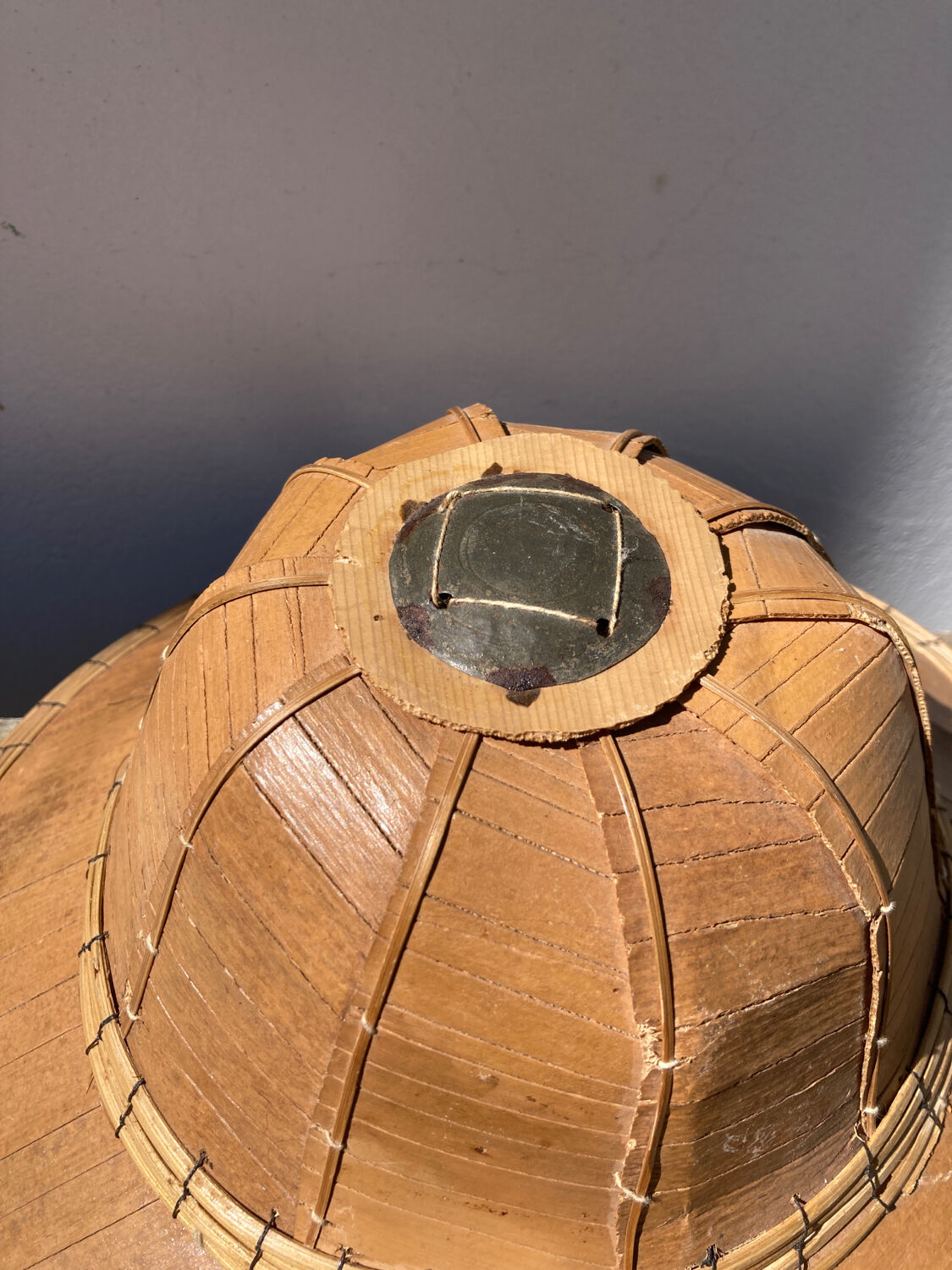 Colonial bamboo hat 70s wall decoration