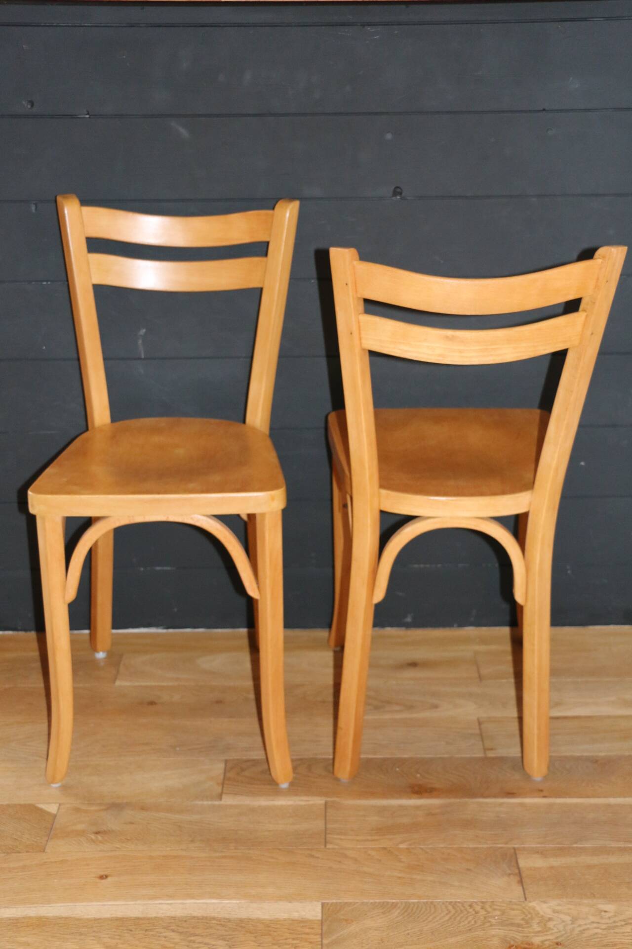 2 Baumann No. 19 chairs in light beech