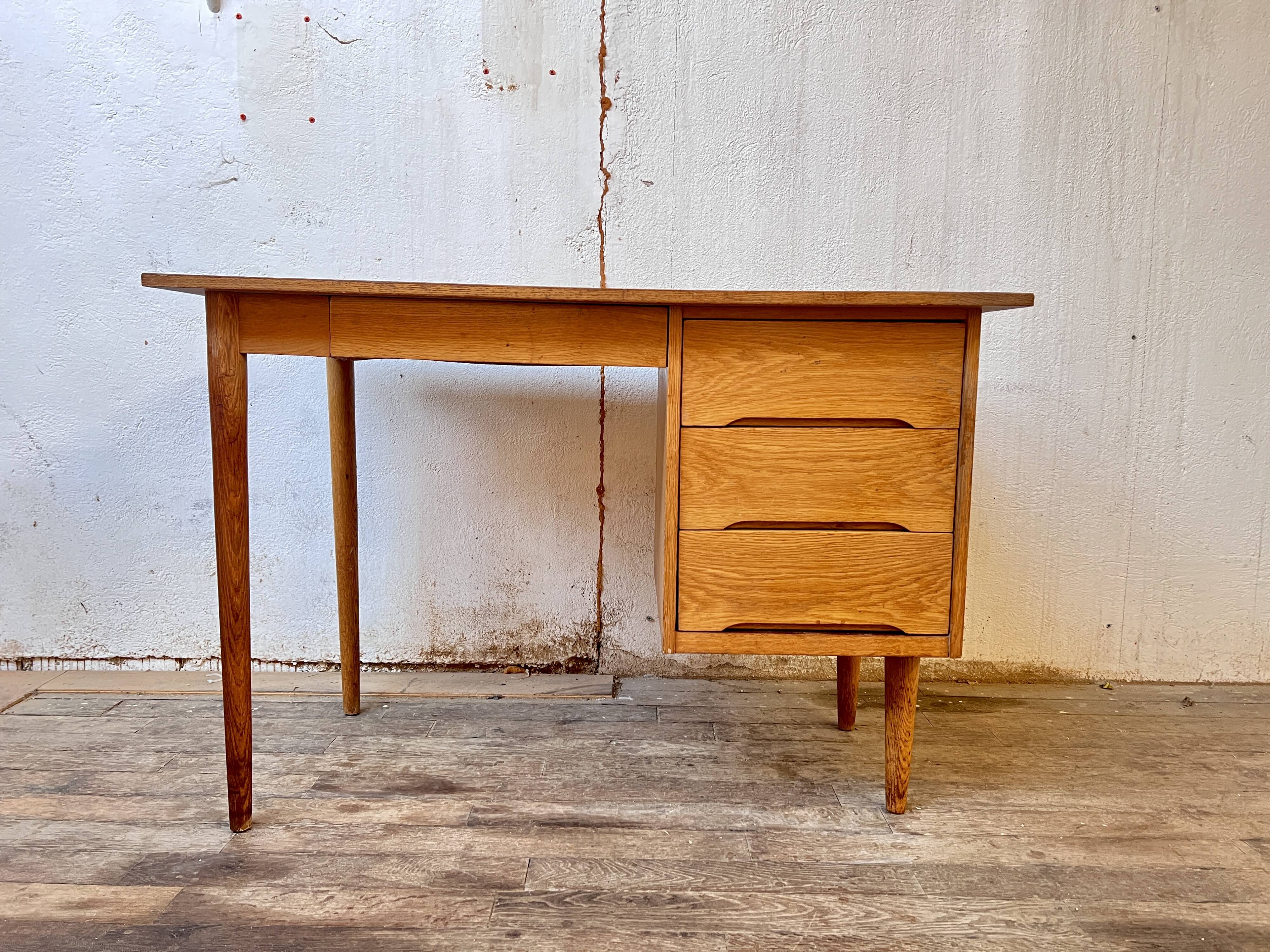 Scandinavian oak desk 1950 1960