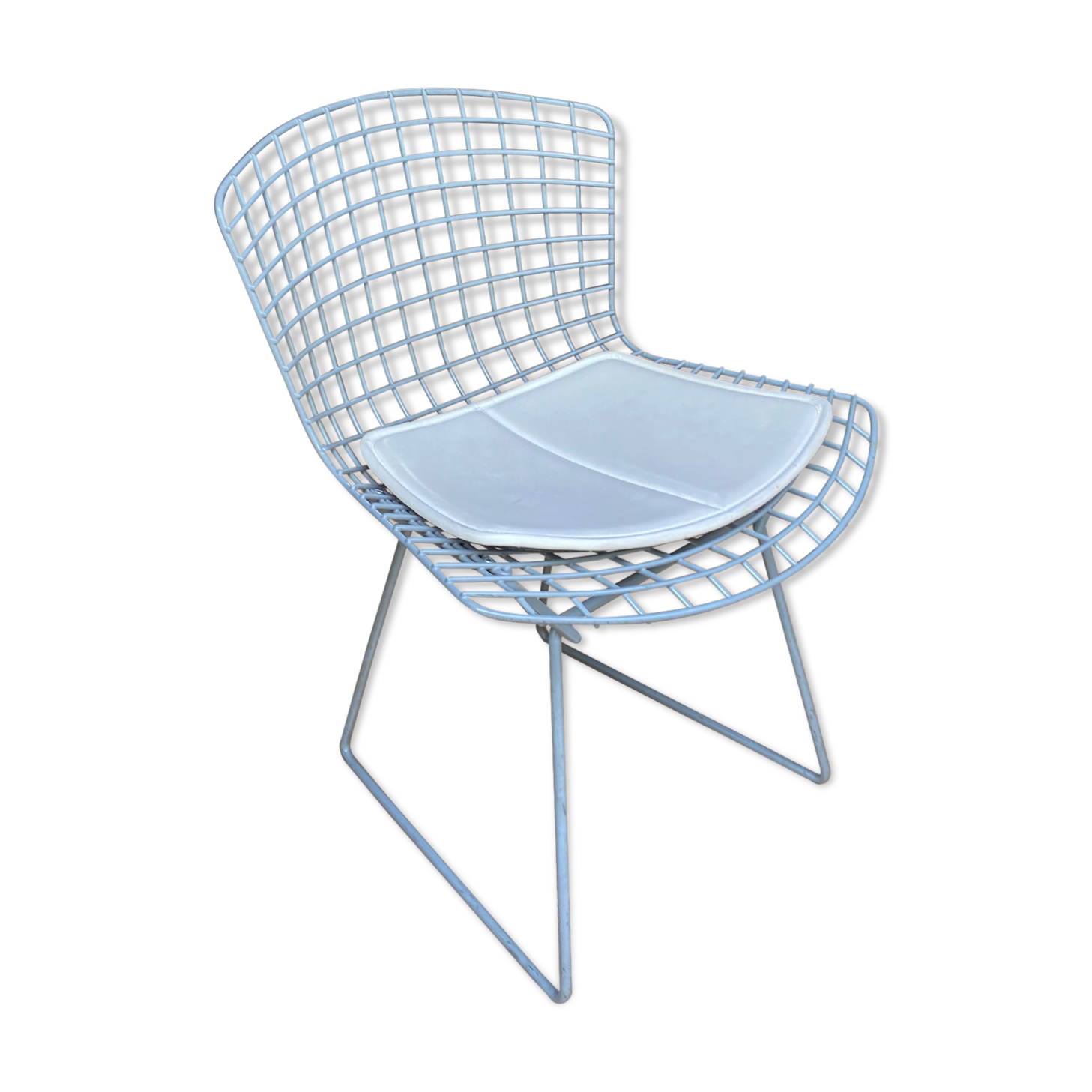 Chair Bertoia Rislan gray edition Knoll with white cake year 80