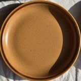 Set of 11 small dessert plates in brown-striped stoneware from Sarreguemines.