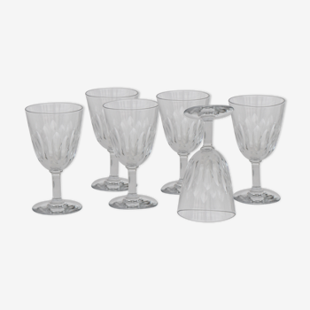 Série de 6 verres à vin de Bordeaux en cristal de Baccarat modèle Cassino