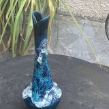 Vase, soliflore in wash-glazed ceramic, shades of blue, Vallauris style, vintage design