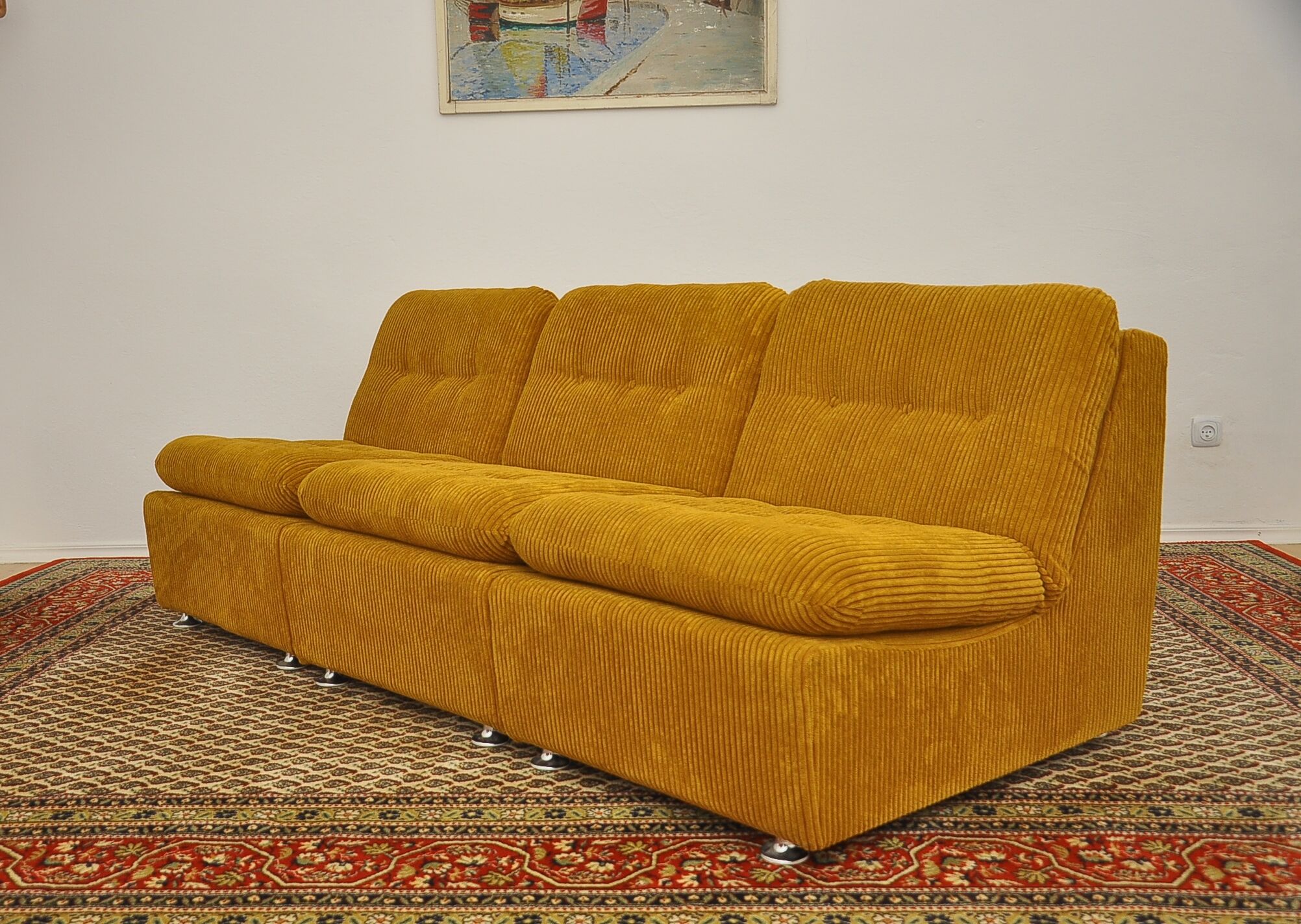 Canapé modulable en velours côtelé, années 1970, set de 6