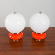 Pair Italian Space Age Mazzega Murano glass table lamps