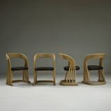Set of 4 rattan dining chairs, 1980s Italy.