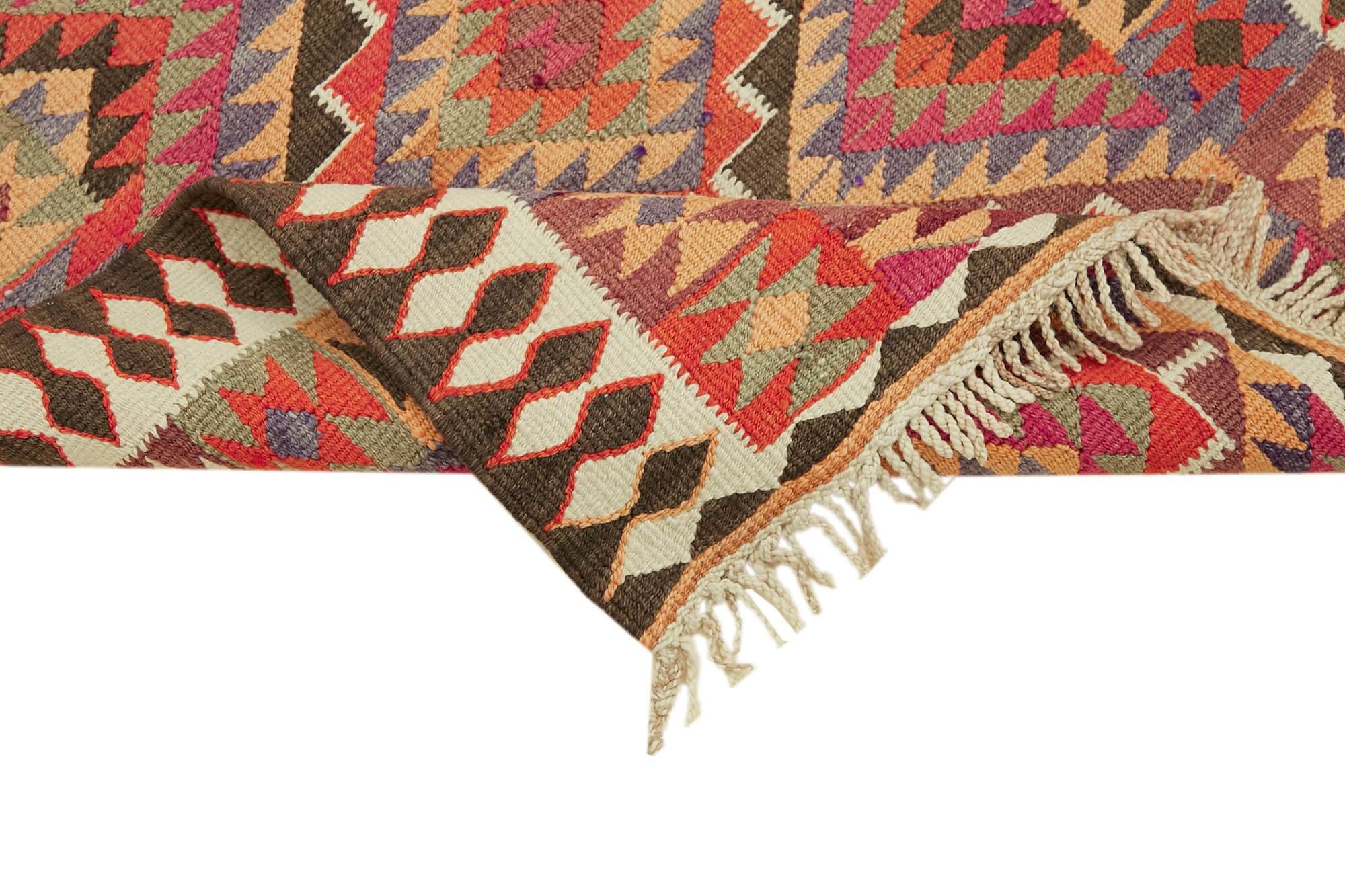 Turkish Handwoven Vintage Herki Kilim 90 cm x 347 cm