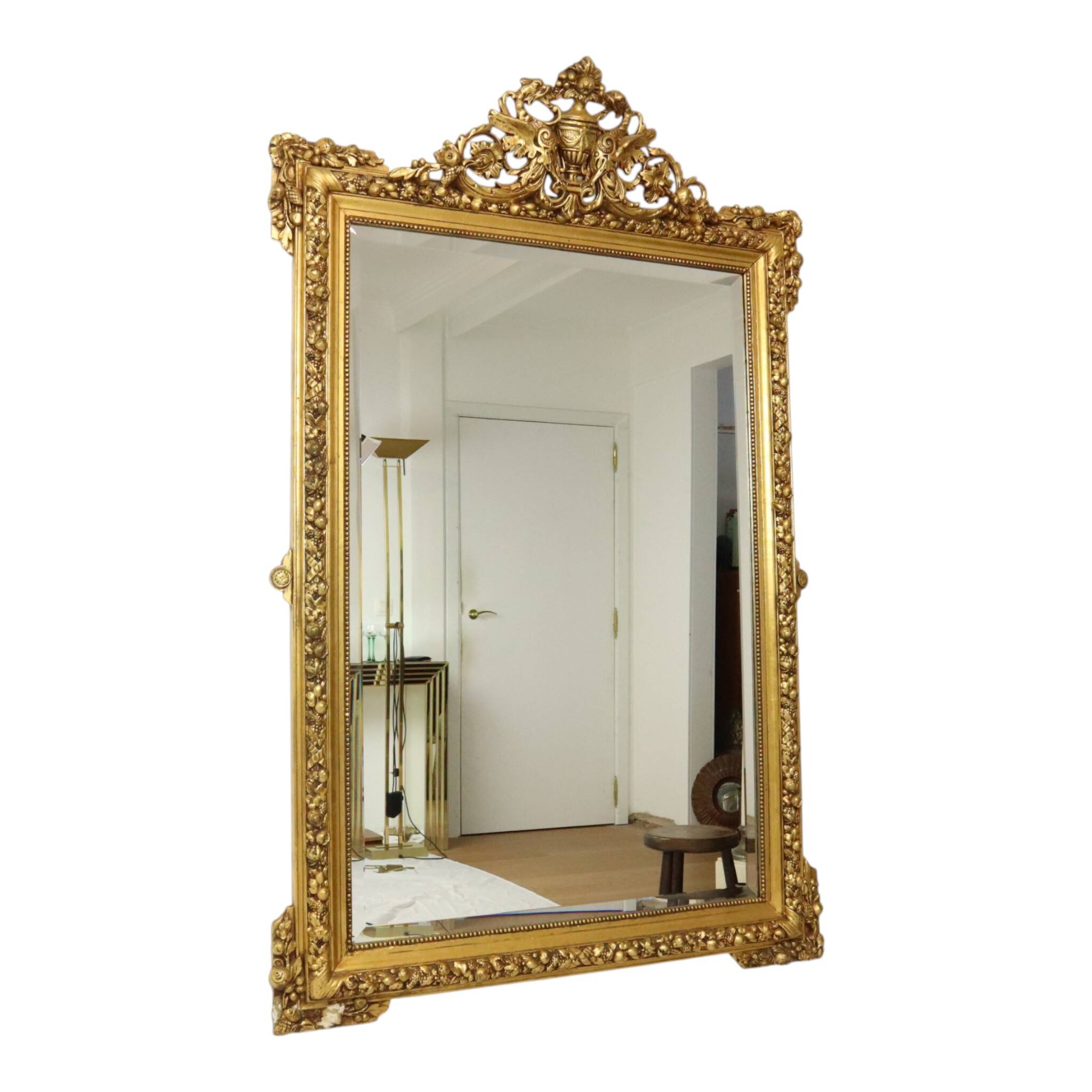 Miroir biseauté doré français antique XL