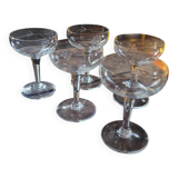5 finely cut champagne coupes (1950s–1960s)