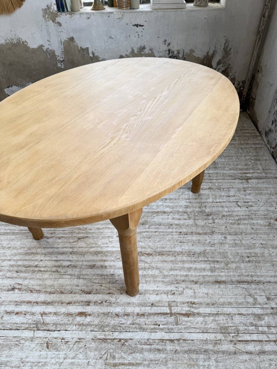 Oval farmhouse table oak 1960