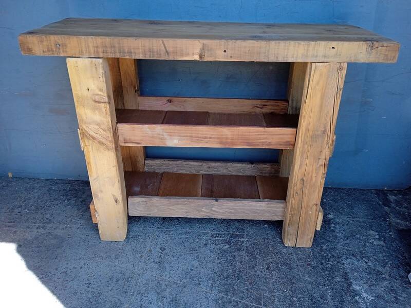 Old solid wood workbench furniture