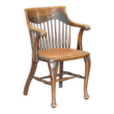 Fauteuil de capitaine anglais Ralph Johnson en chêne et cuir
