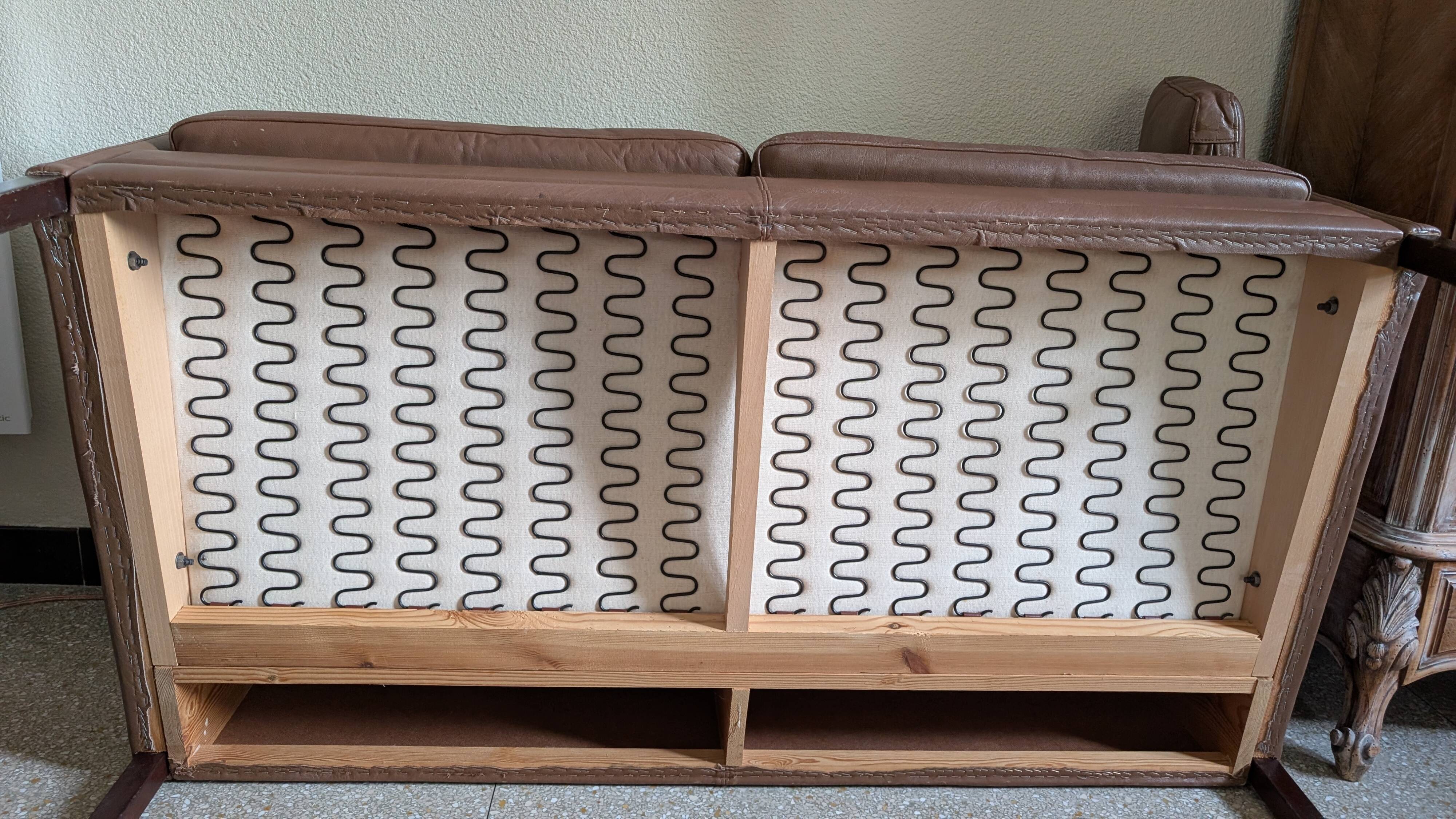 Canapé scandinave cuir marron 2 places