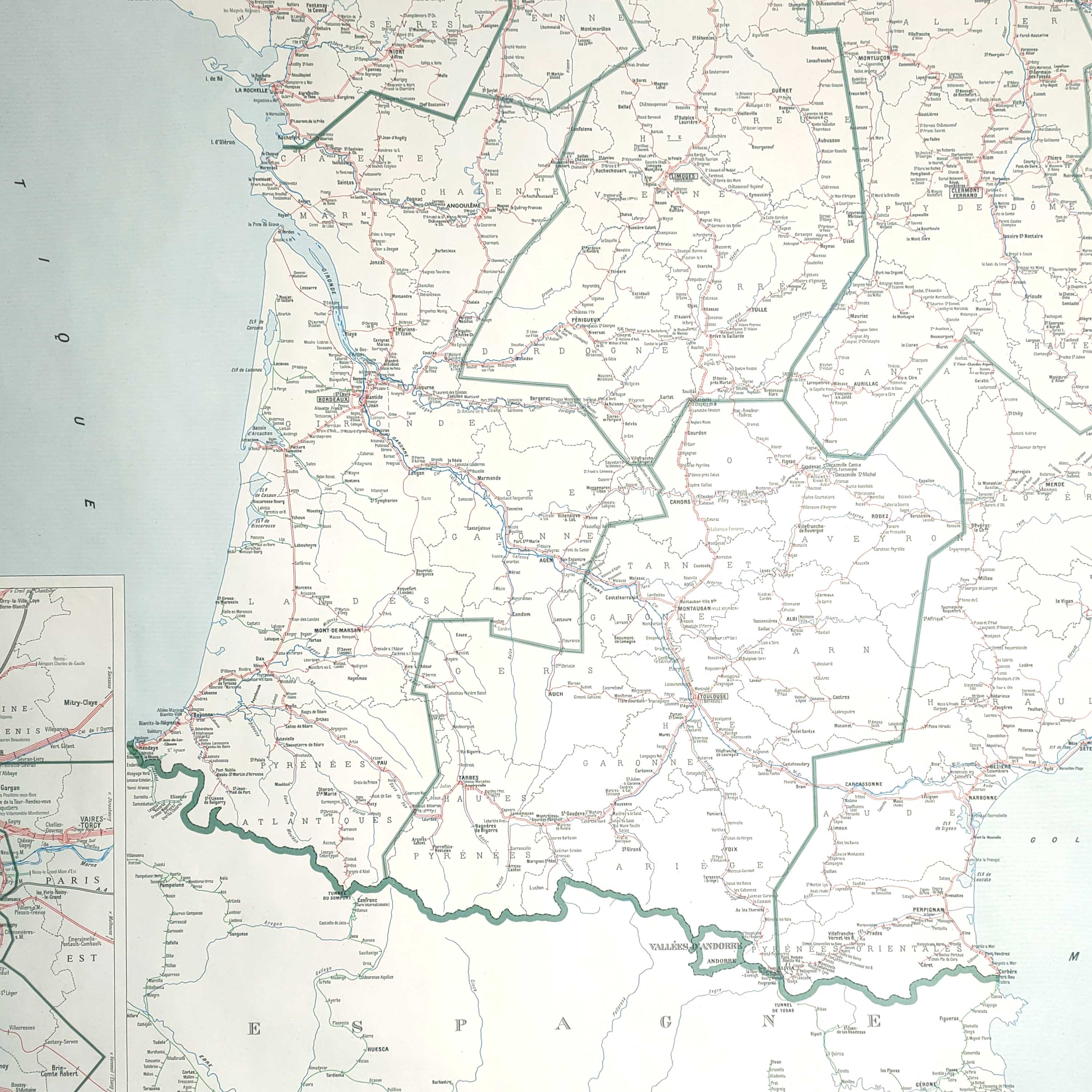 Old SNCF map of the South West