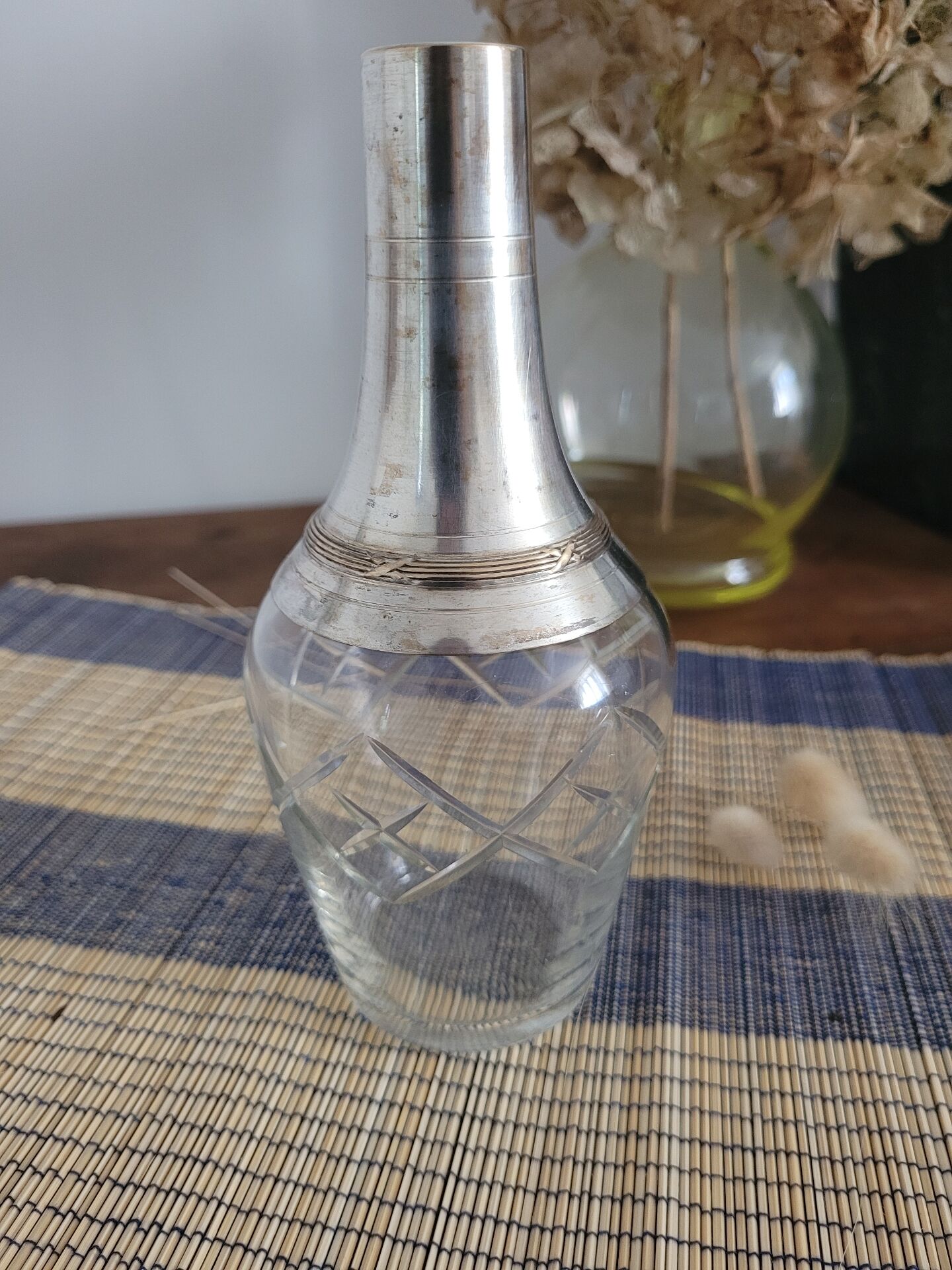 Carafe à liqueur en cristal et argent