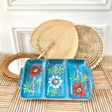 Glazed ceramic dish with flowers 50s