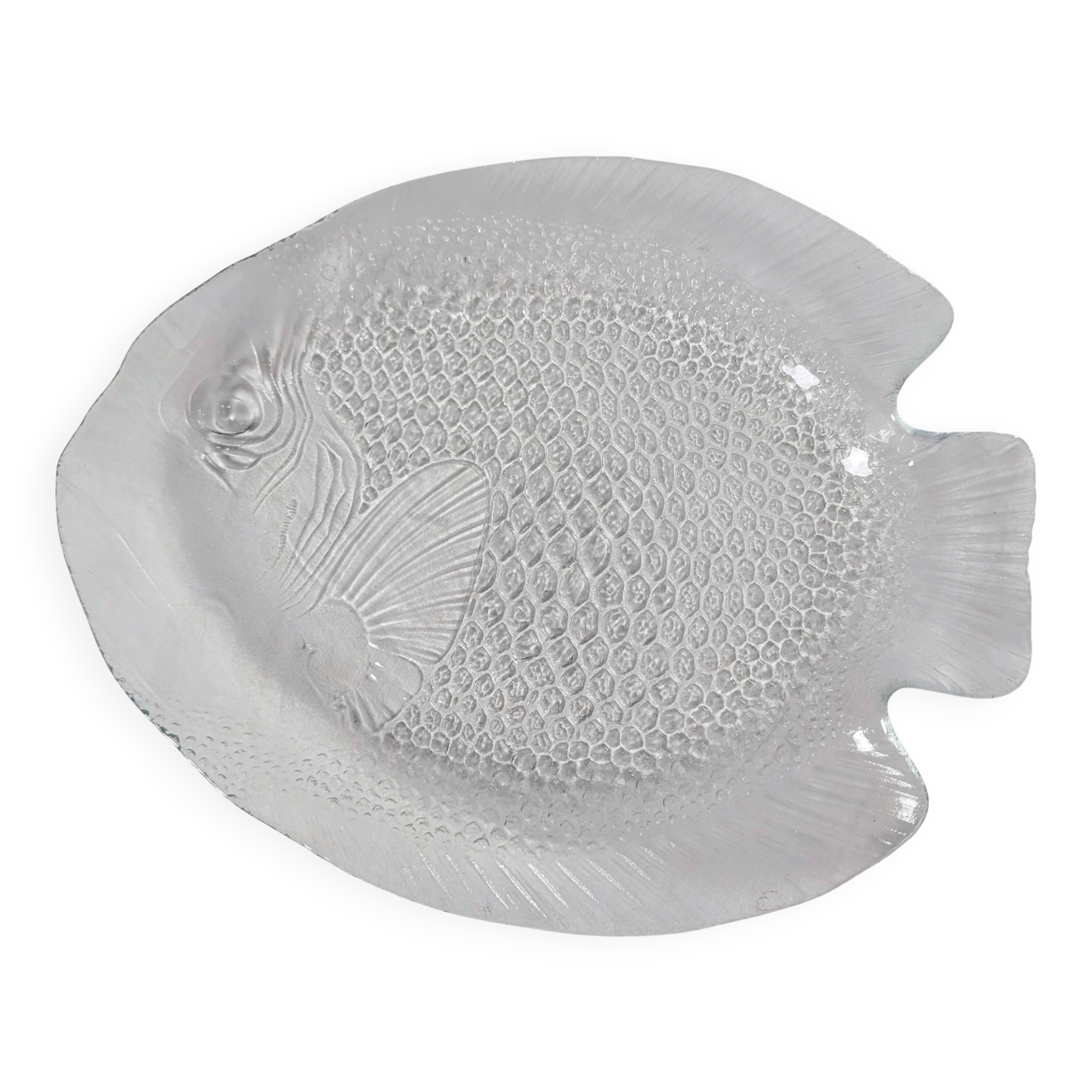 Large fish platter in transparent glass ARCOROC