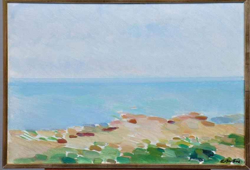 Original Swedish Oil On Panel – “Coast” By Eric Elfvén (1921–2008)