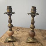 Brass and stone lamp bases